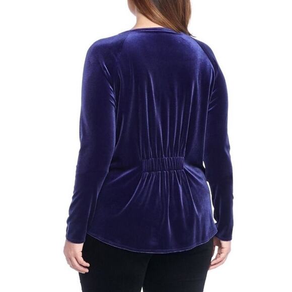 NWT $69 The Limited Astral Aura Bejeweled Crushed Velvet Wrap Top - Picture 2 of 4